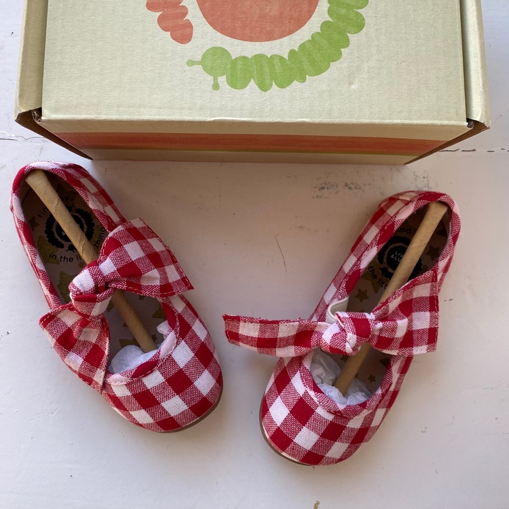 Livie & Luca toddler Girls red gingham shoes 6